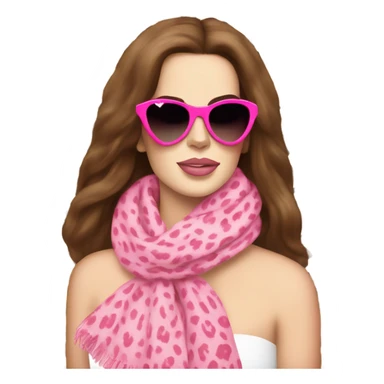 Lana del Rey in a leopard  print scarf with pink heart sunglssses sticker