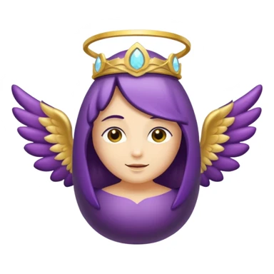 Original eggplant emoji wearing an angelic halo sticker