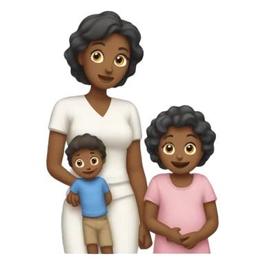 Une maman avec son fils sa fille et son mari sticker