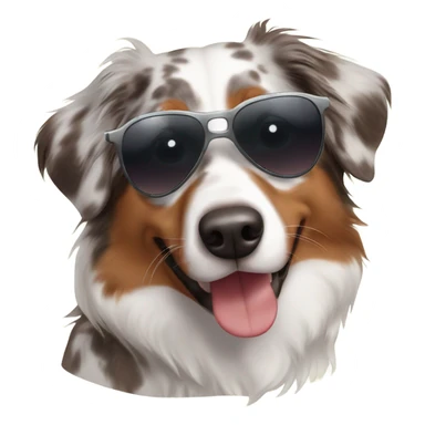 red merle australian shepherd wearing sunglasses sticker