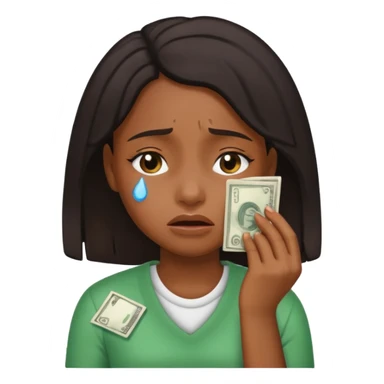 Black Girl crying wiping tears with money  sticker