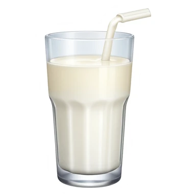 the drink is only milk white, The bottom and mouth of the glass are the same width and thin a toll, There is only white liquid inside, photo realistic, like a third from left sticker