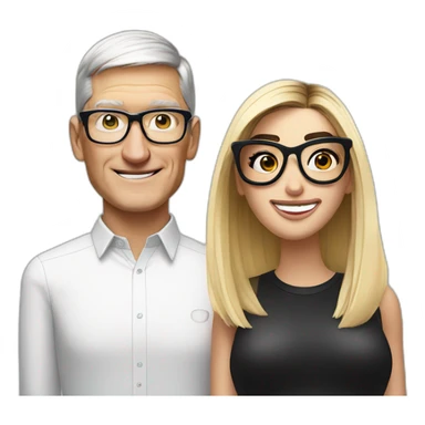 Tim Cook and dua lipa with eyeglasses sticker