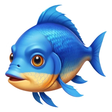 handsome fish with blue hair and fins of different color looking into camera sticker