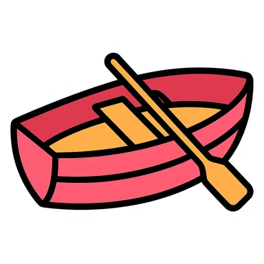 classic pink wooden rowing boat sticker