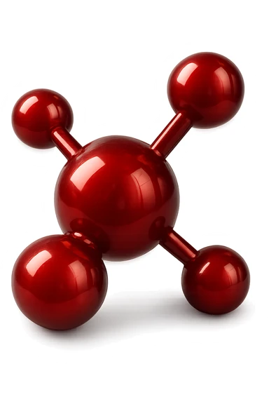 molecola chimica rossa 3d sticker