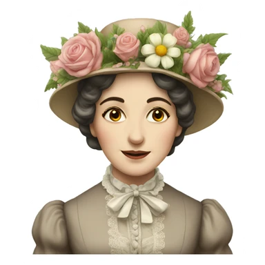 victorian lady  with flowers sticker