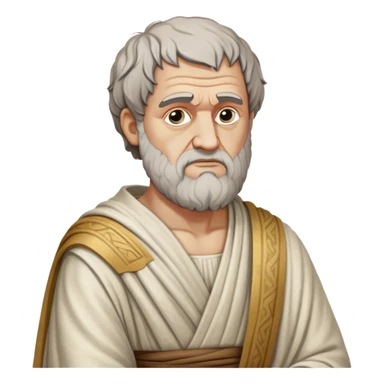 Cinematic Realistic portrait of Aristotle the philosopher, depicted as a wise, contemplative figure in detailed ancient Greek attire, with a textured draped robe and thoughtful expression, bathed in soft classical lighting that highlights his timeless intellect. sticker