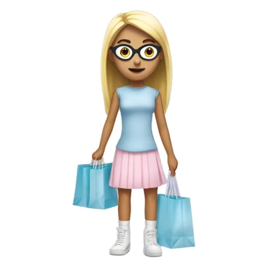 Despicable 4 character mega minion teenager with a white bow in hair and light pink skirt, eyelashes, and light blue shopping bag girl sticker