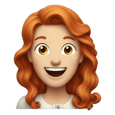 Pale, Long Wavy haired red head woman laughing and pointing sticker
