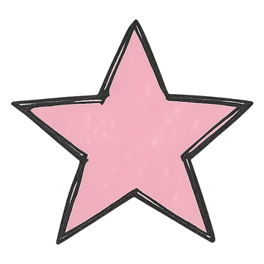 hand drawn outlined icon of a pink star, no fill, transparent background, thick lines sticker