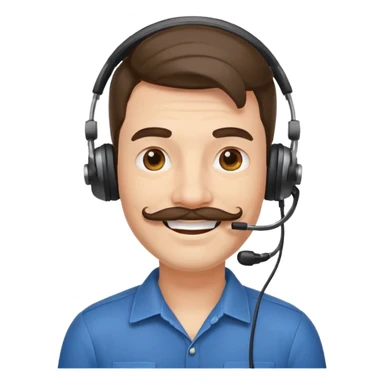 receptionist face fat mustached guy with headpset sticker