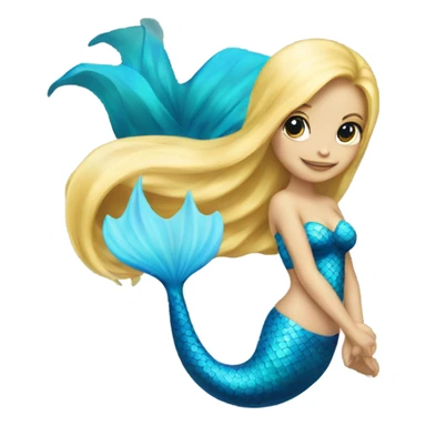 blonde mermaid with blue tail sticker