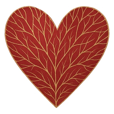 heart with a delicate gold leaf overlay, remove background sticker