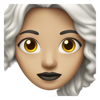 Mujer, blanca, ojos marrones pelo suelto y de color negro y una estética metalera  sticker