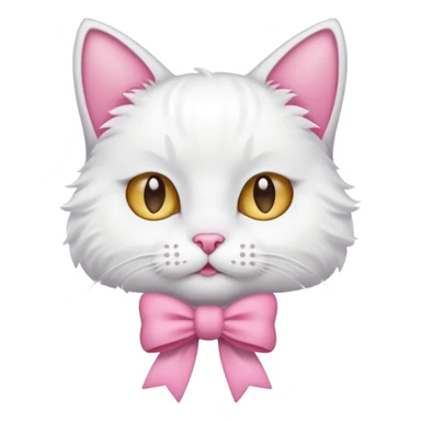 Gatito blanco con un moño rosa en la oreja izquierda sticker