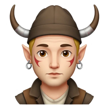 guy with tattoos, hat and horns sticker