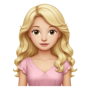 back view of a blonde with long wavy hair, in light pink dress sticker