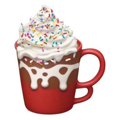Red mug of hot chocolate with whipped cream and sprinkles   sticker