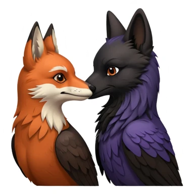 Raven and fox kissing sticker