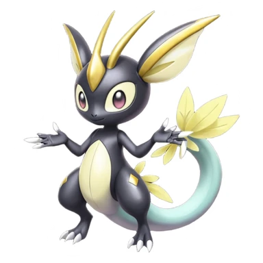 Shiny glossy melanistic oily pastel white bright Meloetta-Giratina-Noibat-Pokémon-Fakémon-fusion-hybrid-creature sticker
