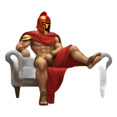 The Spartan Leonidas and his red cape with a cocktail in hand and his helmet under his arm relaxing on a sofa. sticker