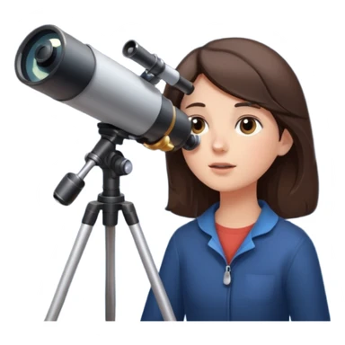 brunette person stargazing with a telescope sticker