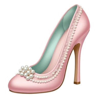 pastel pink heel shoe with pearls and lace sticker