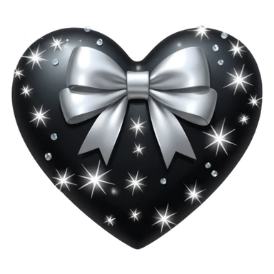 black heart with a silver bow with sparkles sticker