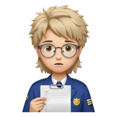 Frowns with Glasses, Angry Student: Teen in uniform, round glasses, holding test paper, pouting
 sticker