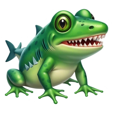 una rana con dientes de tiburon sticker
