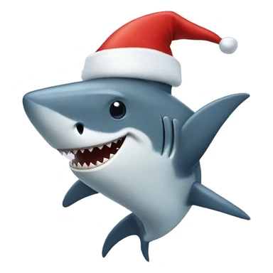 happy shark with santa costume sticker