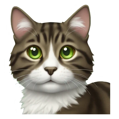 Dark brown tabby cat with white fur too with green eyes  sticker
