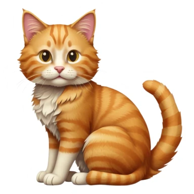 cinematic-[Ginger tabby cat]-realistic-full-body-sitting-emoji,-tail-curled-playfully-around-its-paws,-head-tilted-dramatically,-scruffy-[ginger]-fur,-simplified-yet-realistic-focused-features,-highly-detailed,-glowing-with-an-almost-sarcastic-glow sticker