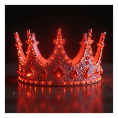 realistic glowing red crown with sparkling gems, subtle glow, photorealistic sticker