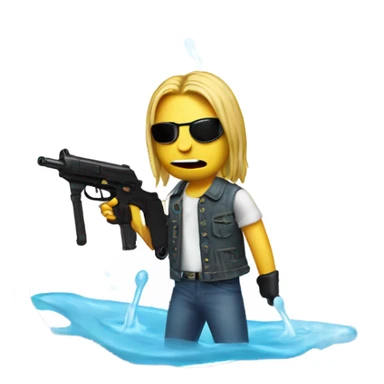 Kurt cobain with water gun facing up  sticker