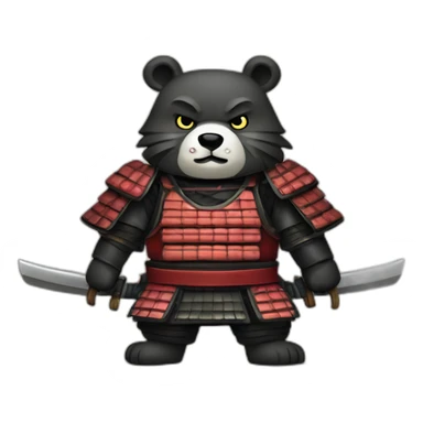 antique shogun samurai costume with katanas against wild bear victory warrior sticker