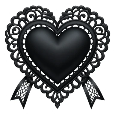 goth heart with a black lace ribbon sticker