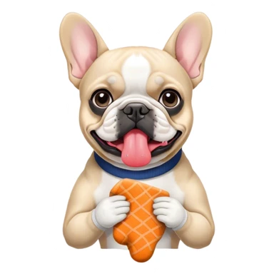 Black and white frenchie eating a sock  sticker
