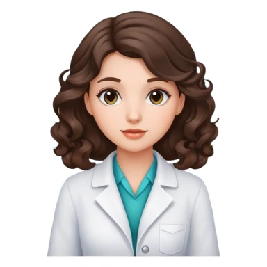 Pretty Young girl with brunette curled hair working in pharmacy  sticker