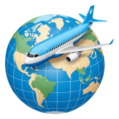 emoji de viaje, algo como un avion dandole la vuelta al mundo o dirigiendose a un destino en un mapa sticker