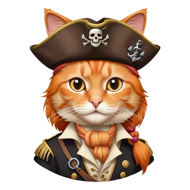 Aristocratic orange cat on Jack Sparrow's shoulder sticker