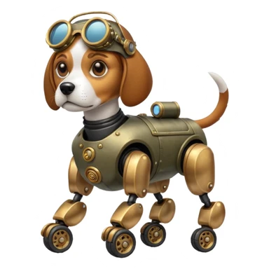 Stylish steampunk Military Robot beagle dog with off-road wheels  sticker
