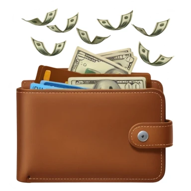 wallet with money flying out sticker