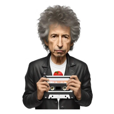 bob dylan eating a cassette tape sticker