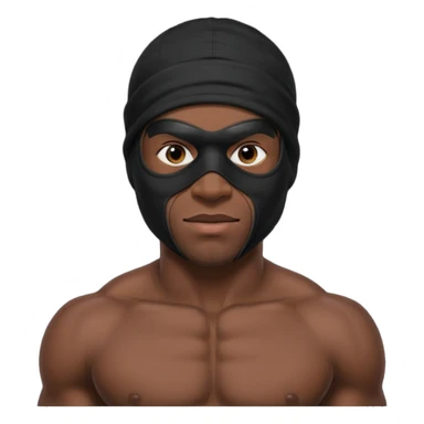 smug muscular african male black ski mask wearing guy with no top sticker