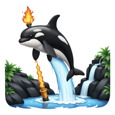 an orca on a waterfall using a firewand sticker