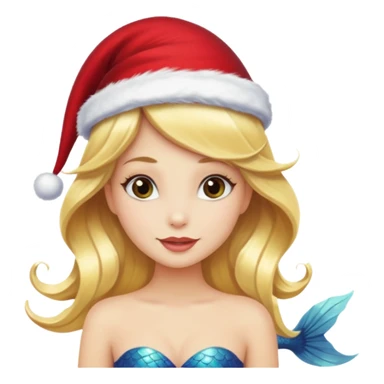blonde mermaid with christmass hat sticker
