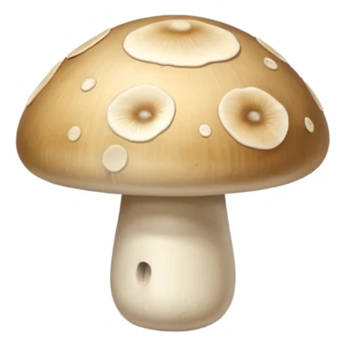 button mushroom, single, whole, three-quarter angle, smooth cap, short stem, off-white, pale beige, soft shadows, 3D clean style, transparent background, optimized for emoji size sticker