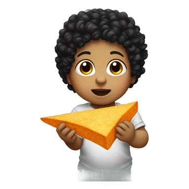 White baby with black curly hair eating Doritos  sticker